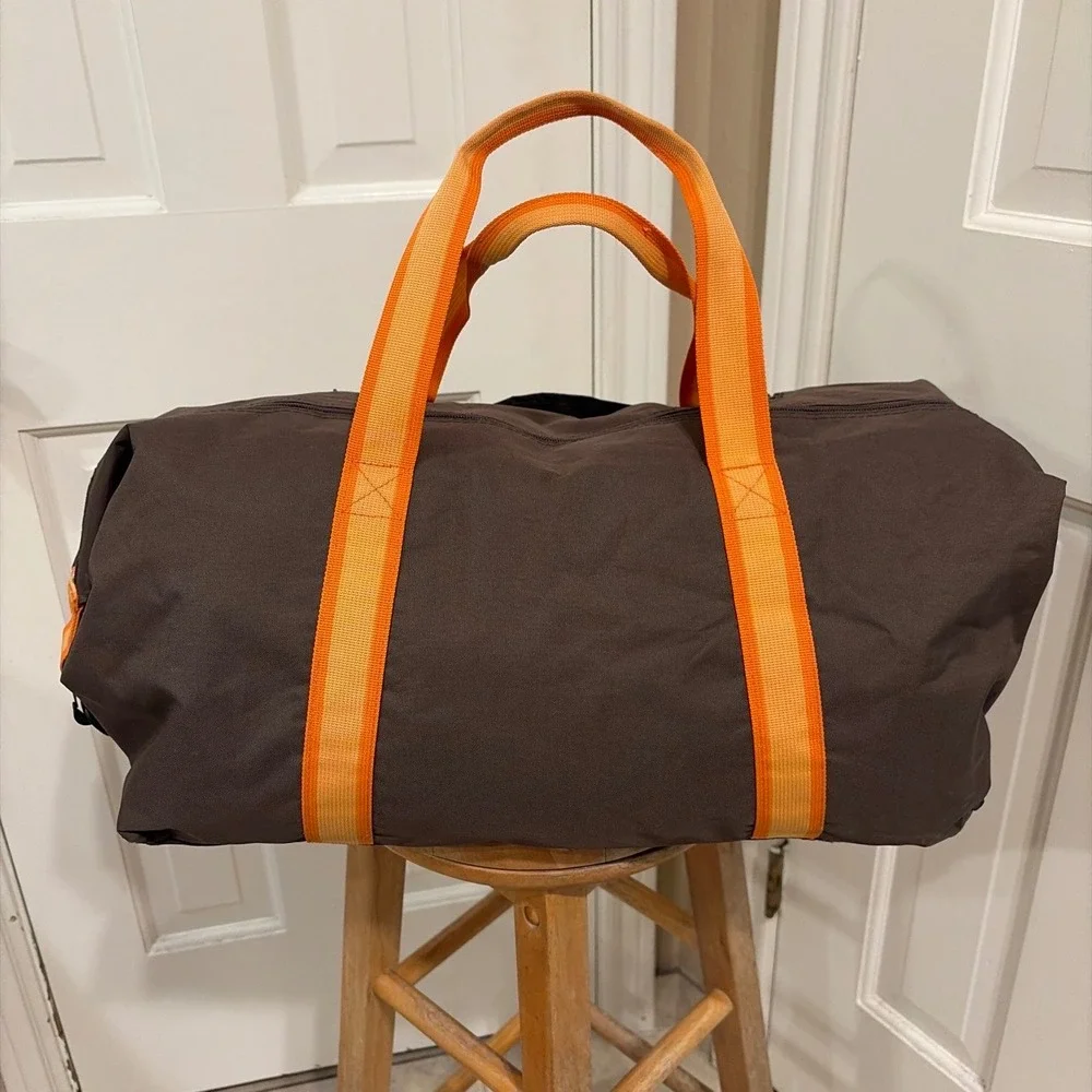 Tommy Bahama Duffel Bag Unisex Large Brown Orange Travel Weekender Good Canvas